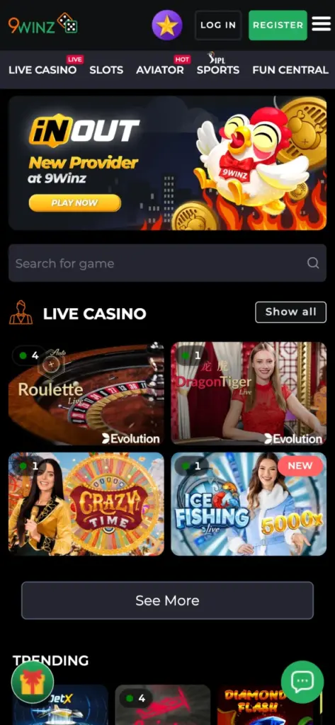 Open Safari to find the 9winz website, and start your game.