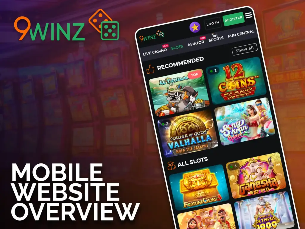 Open the 9winz mobile website, and play without any installation.