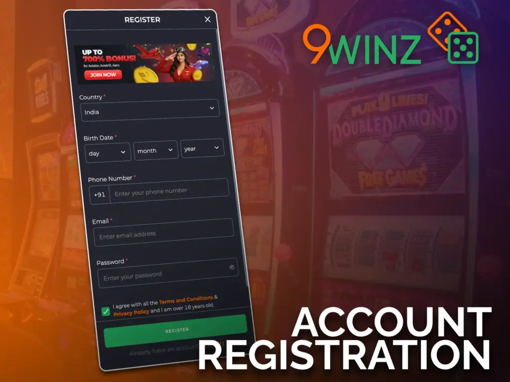 Register your account in the 9winz app, and start playing now.