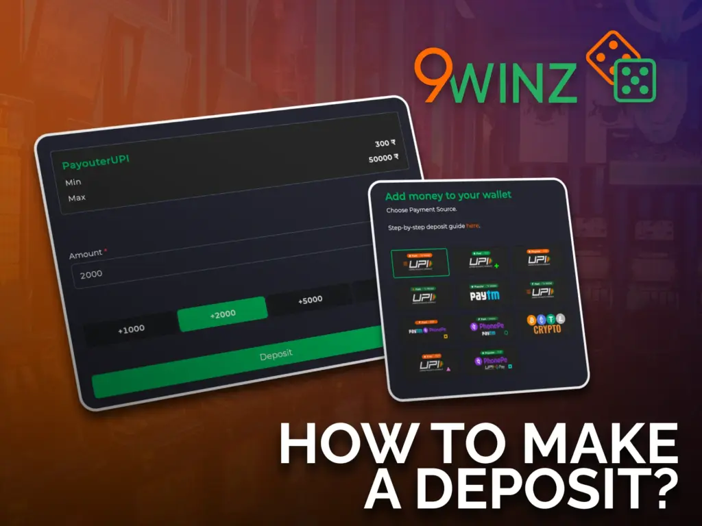 Make your first deposit at 9winz, and start winning now.