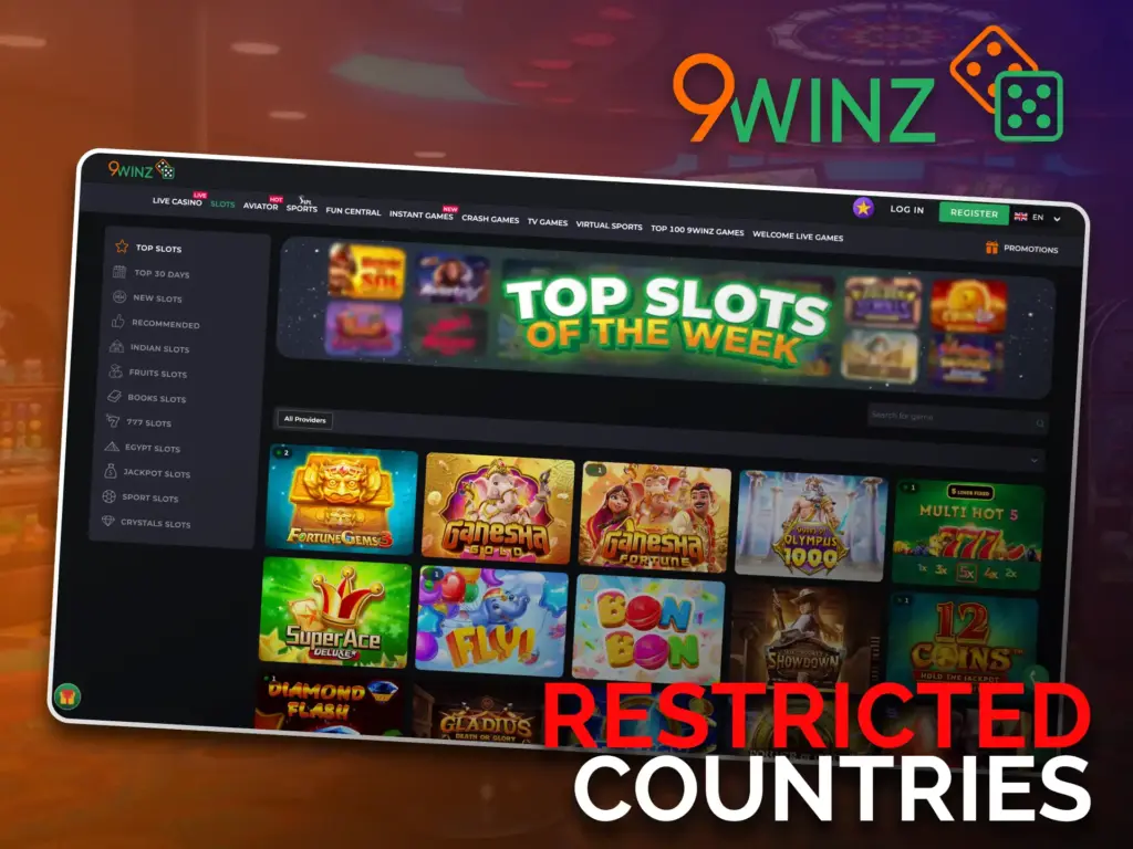 Check the list of available countries at 9winz, and start playing.